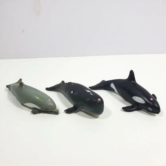 AAA 3.5" Sperm Whale Dolphin Killer Whale Figures Lot 3 Miniatures - Picture 2 of 16